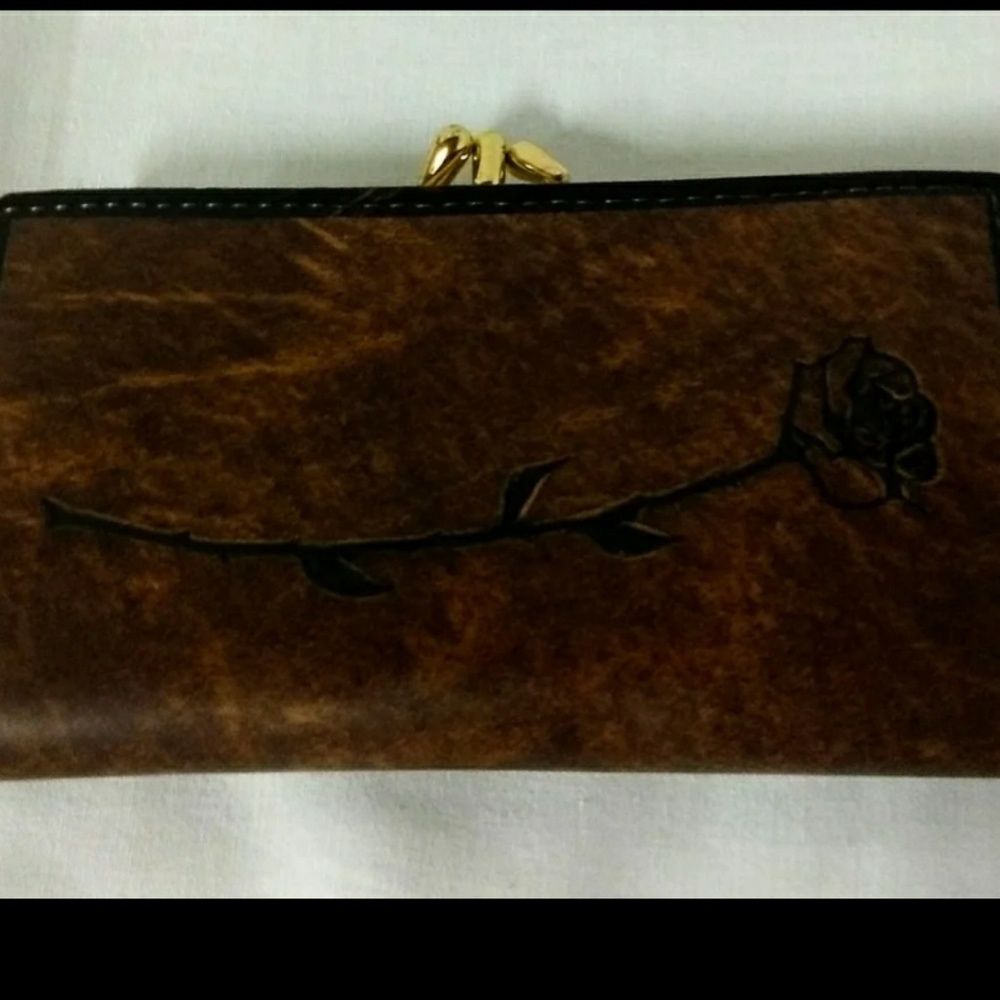 Handmade genuine leather wallet rose